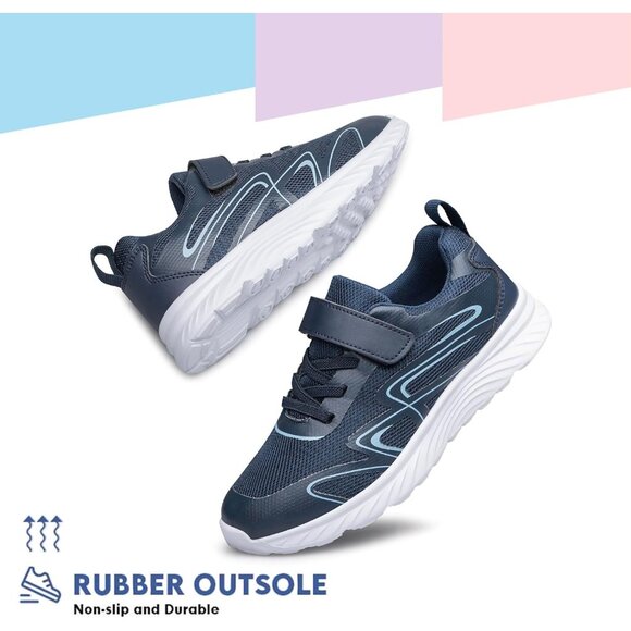 Kids Navy Blue Athletic Running School Shoes Sneakers for Little Kid/Big Kid - Picture 6 of 6